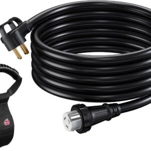 dé 50 Amp Generator Cord, 25ft NEMA 14-50P to SS2-50R, 4 Prong 50Amp Generator Cord for 50A Power Inlet Box, Twist Lock, 6/3 + 8/1 AWG Wire - ETL Listed